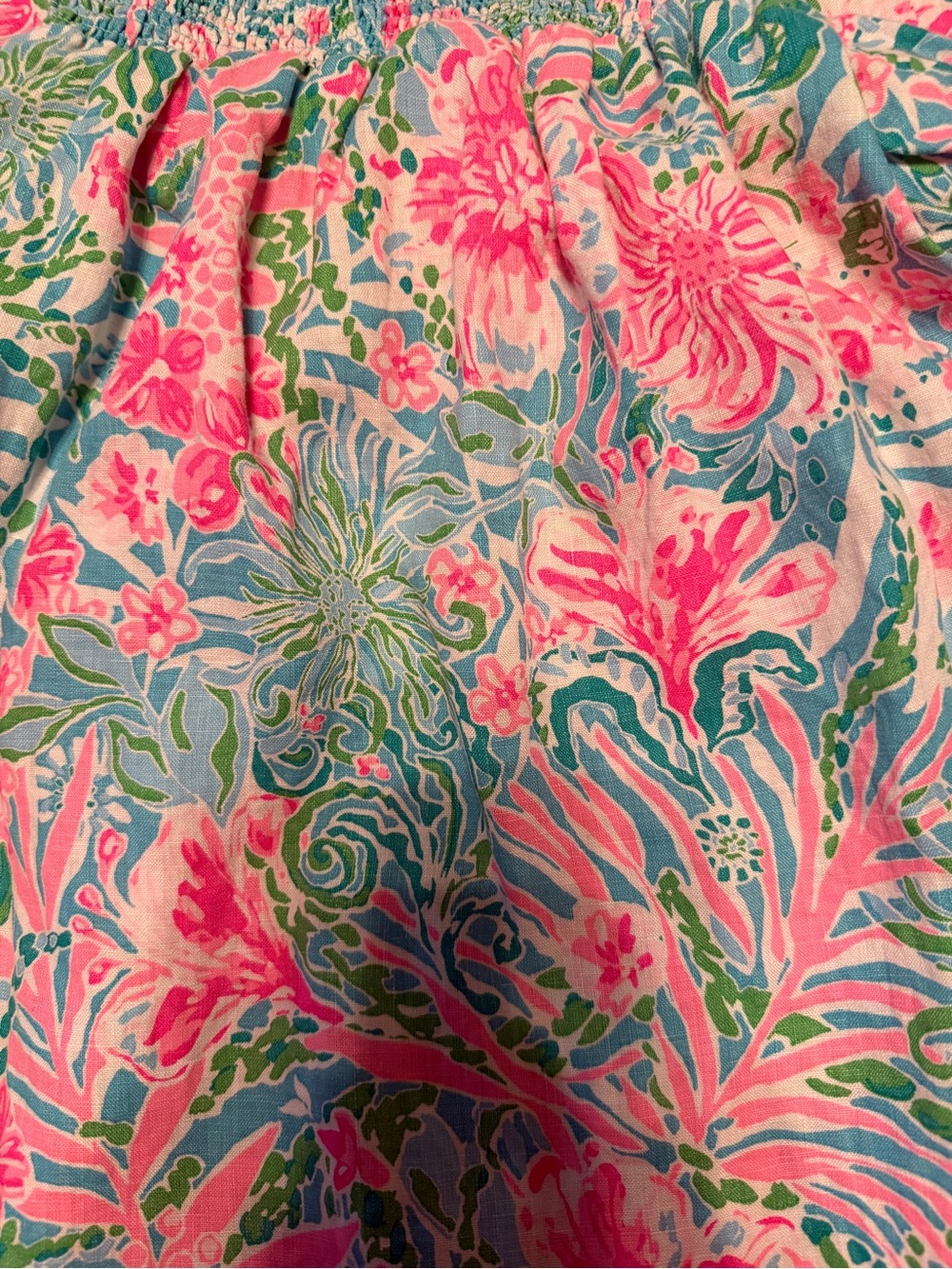 Lilly Pulitzer Pink, Blue & Green Smocked Neck Blouse - Picture 5 of 12